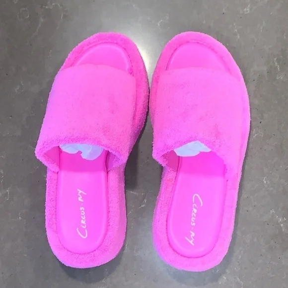 NWOT Circus by Sam Edelman Latasha Pink Terry Wedge Slide Sandals 7 - Picture 8 of 14